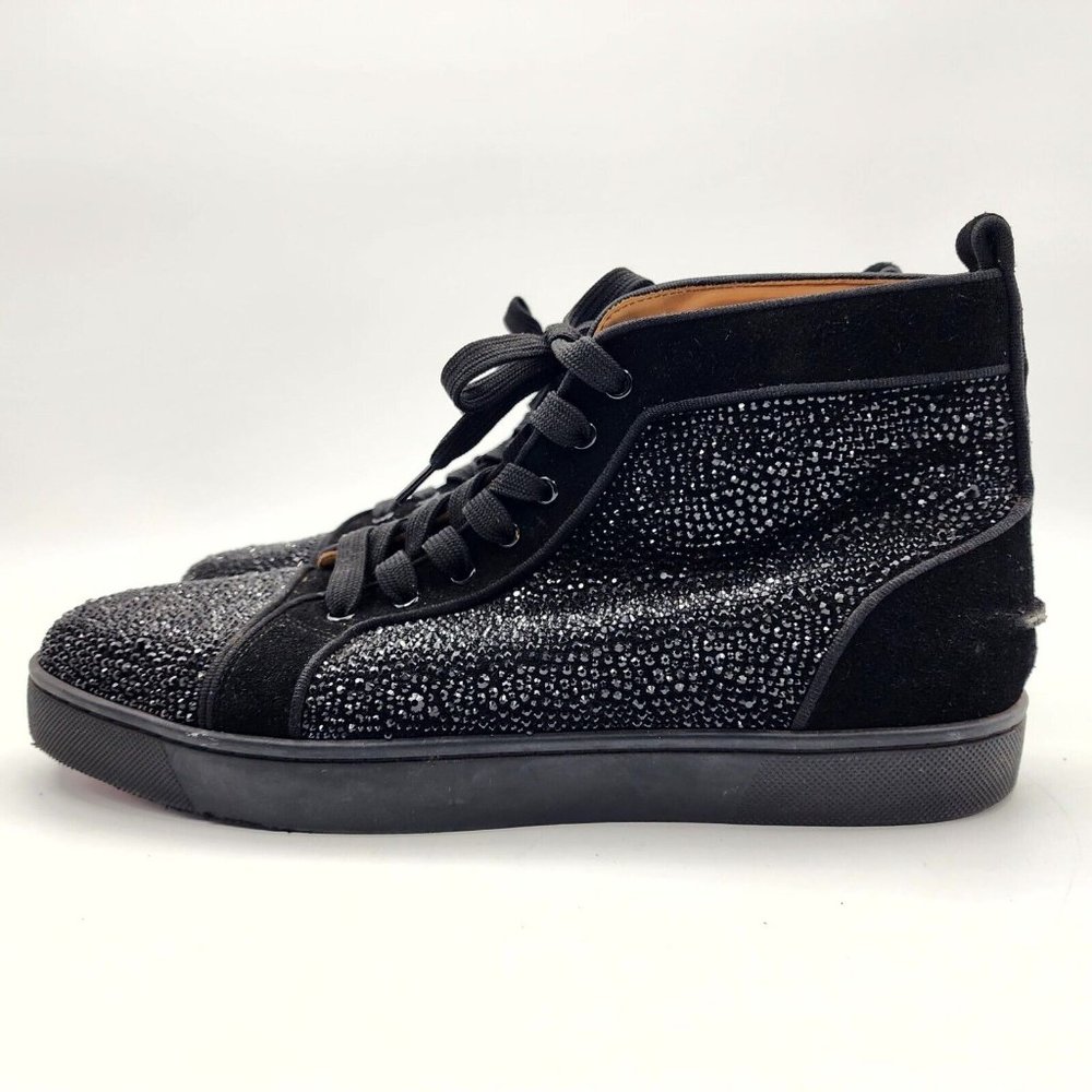 Christian Louboutin Louis Strass Swarovski High Top Sneakers Blk Men US 10/EU 43 - Picture 14 of 16